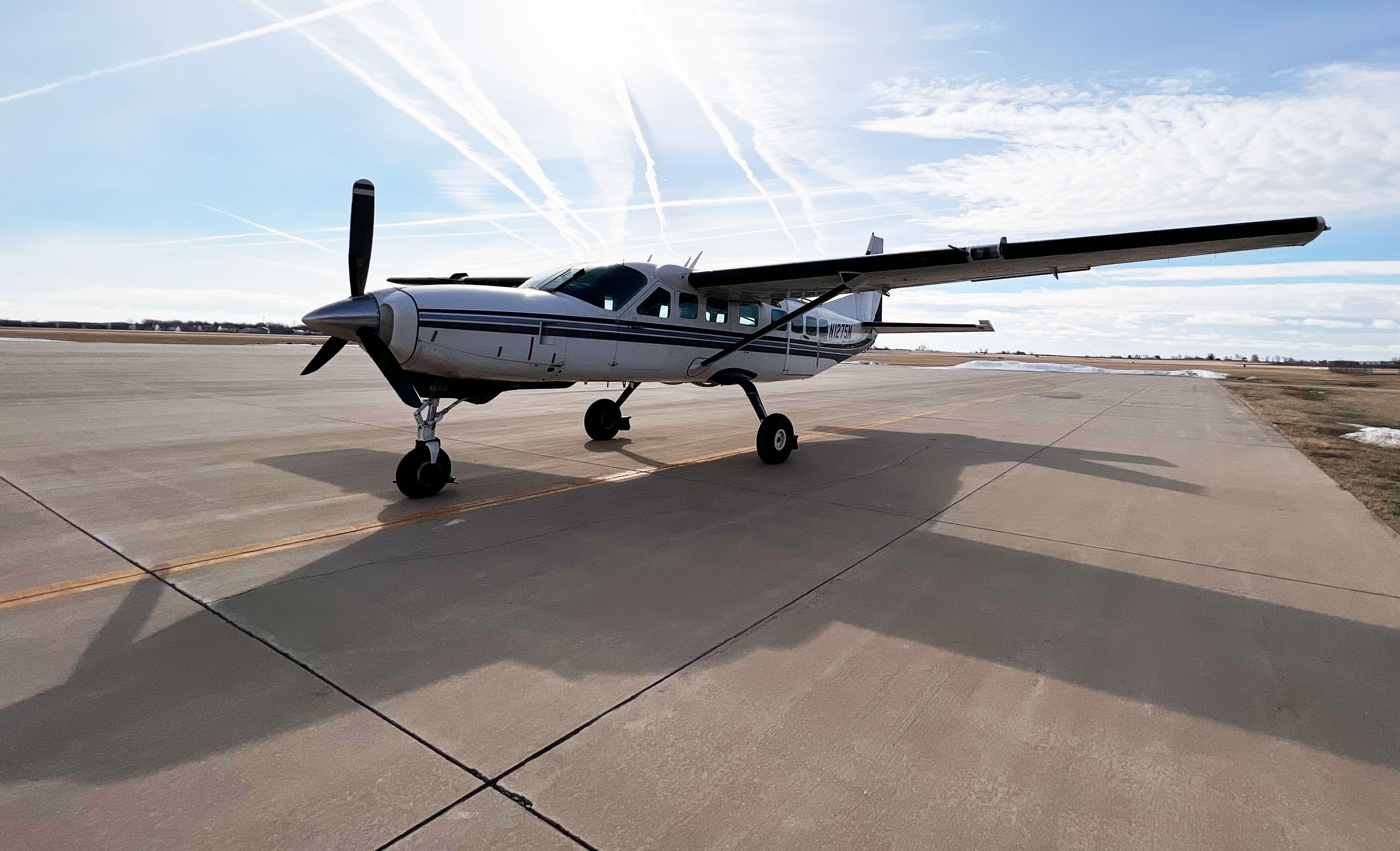 Cessna C208B Grand Caravan on the runway at Parachute Ottawa in Ontario, Canada