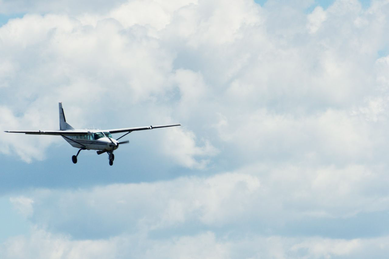 Cessna C208B Grand Caravan in the air above Parachute Ottawa in Ontario, Canada