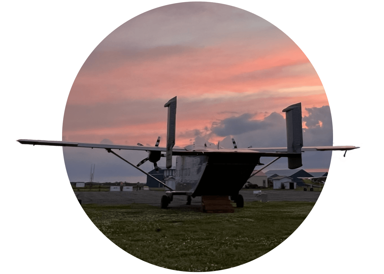 Shorts Skyvan aircraft at sunset on the tarmac at Parachute Ottawa in Canada