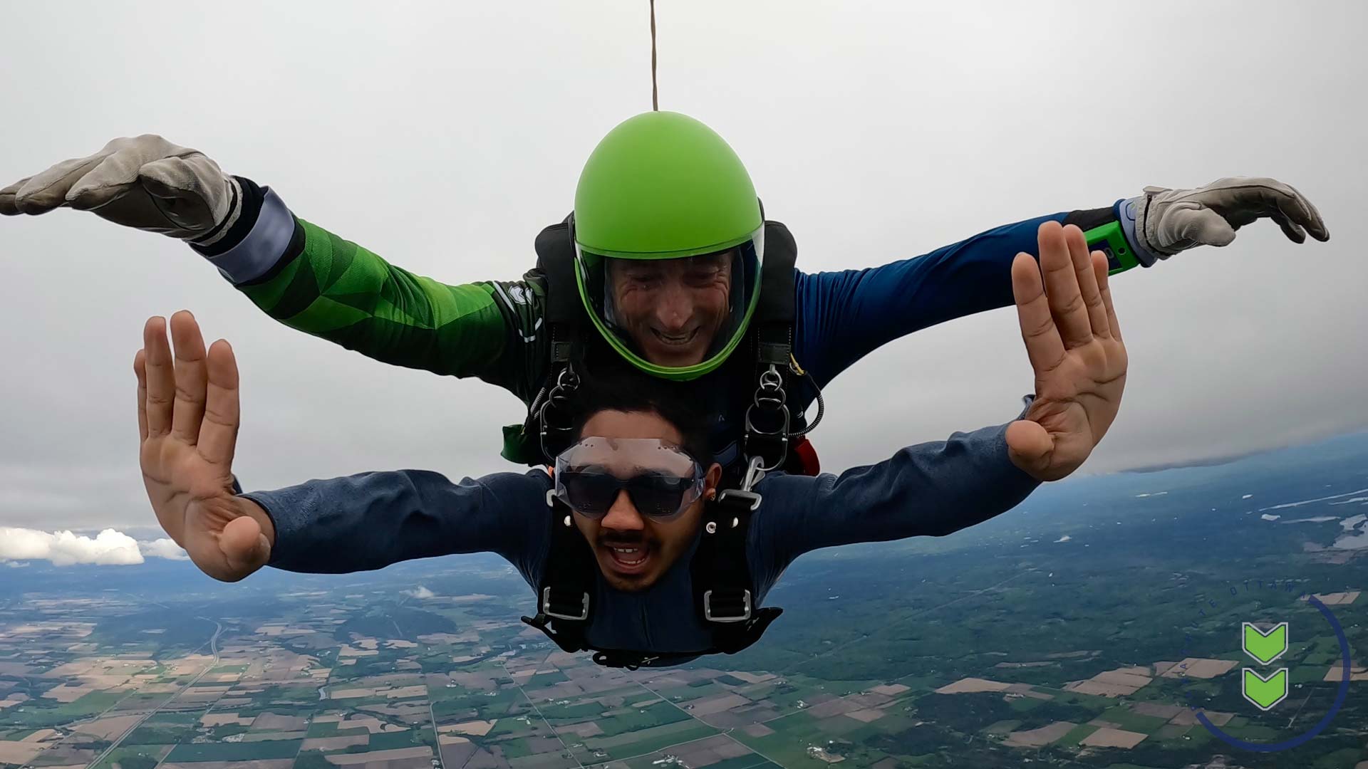 man with skydiving goggles